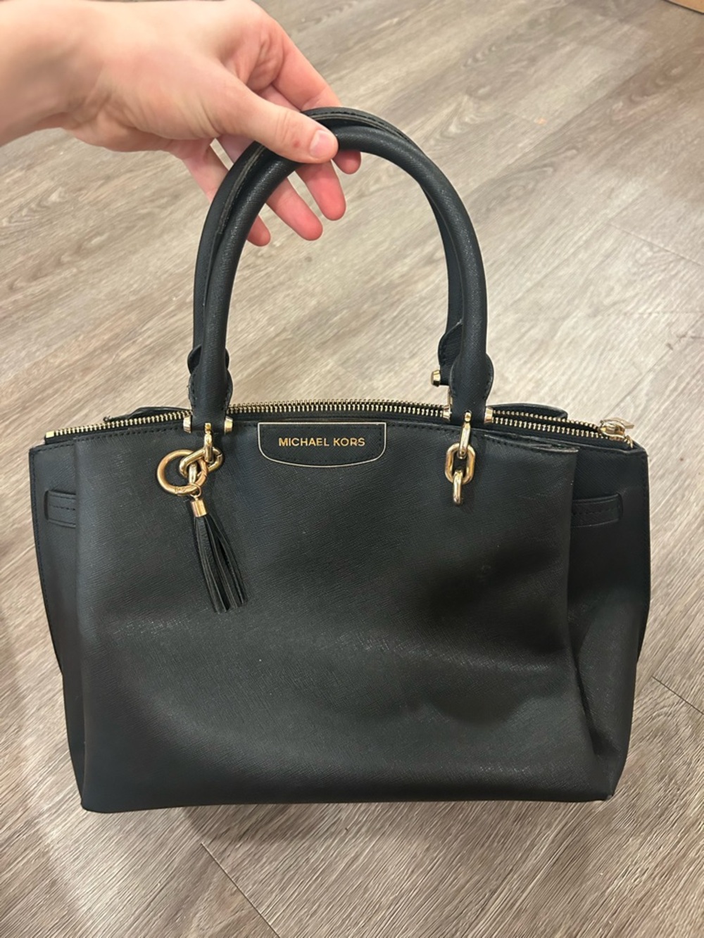 Michael Kors Rochelle‎ Black Structured Leather Satchel